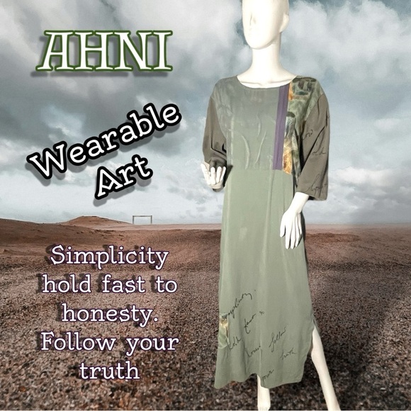 AHNI VTG Wearable Art Simplicity Honesty Truth Maxi Dress Size XS/S (1) - Picture 1 of 16